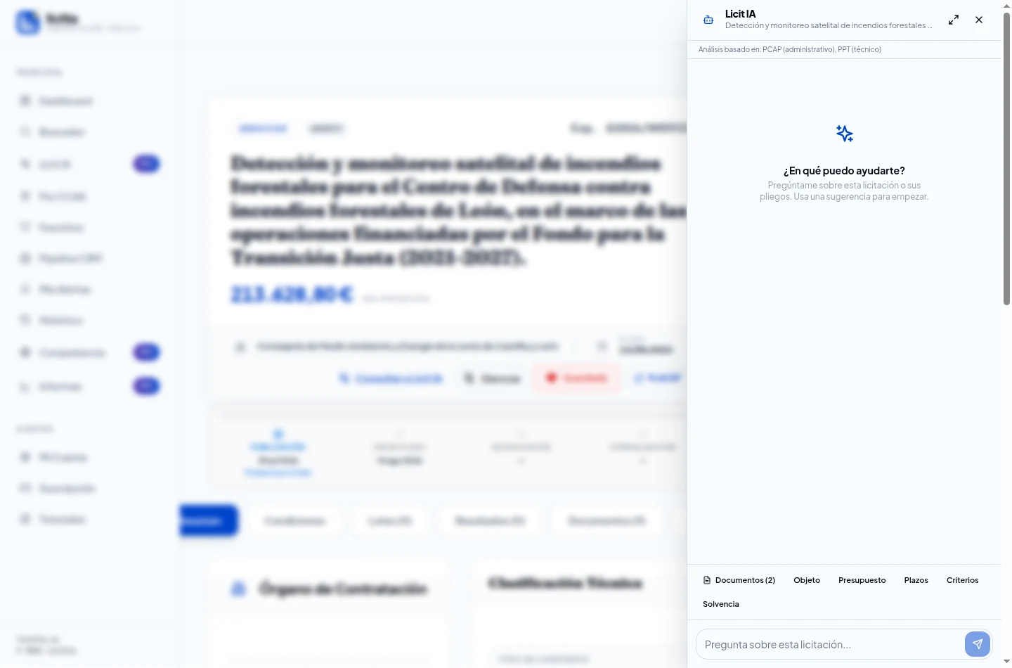 Licit IA procesando los pliegos del expediente